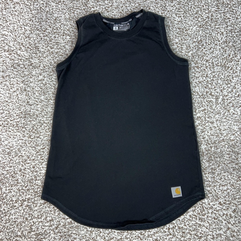 Carhartt Tank Top Womens XS Black Force Relaxed Fit Workwear Logo Casual Basic